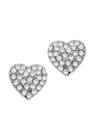 Photo of ELITE Swarovski Platinum Silver Heart Stud Earrings