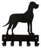 Great Dane Key Rack & Leash Hanger - 5 Hooks - Black Photo