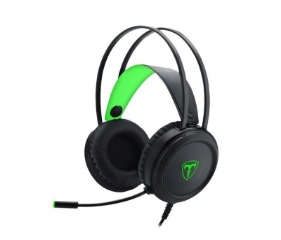Photo of T-Dagger Ural Green Lighting Gaming Headset w/ Gooseneck Mic - Black/Green