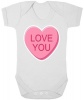 The Funky Shop - White Baby Grow - Pink Love You Sweet Photo