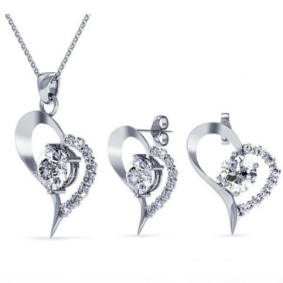 Photo of Destiny 925 Sterling Silver Eternal Heart Set with Swarovski Crystals