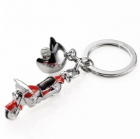 TROIKA Keyring with 2 Charms KEY CRUISING Silver and Red