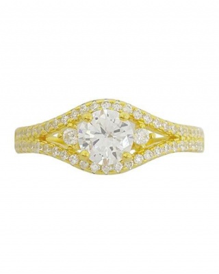 Photo of Miss Jewels - Yellow Gold Plated 0.90ctw Cubic Zirconia Ring- Size O