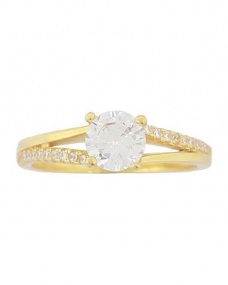 Photo of Miss Jewels 0.81ctw Cubic Zirconia Yellow Gold Plated Split Band Ring- Size O