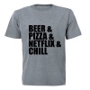 Beer & Pizza & Netflix & Chill - Adults - T-Shirt - Grey Photo