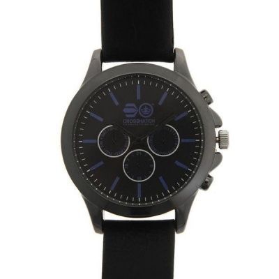 Photo of Crosshatch Men's Leather Strap Watch - Black & Blue