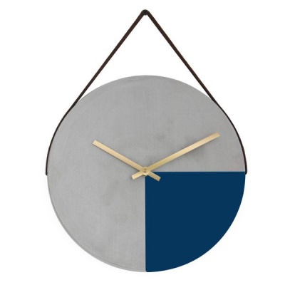 Photo of Cement Wall Clock - Navy Blue Gold