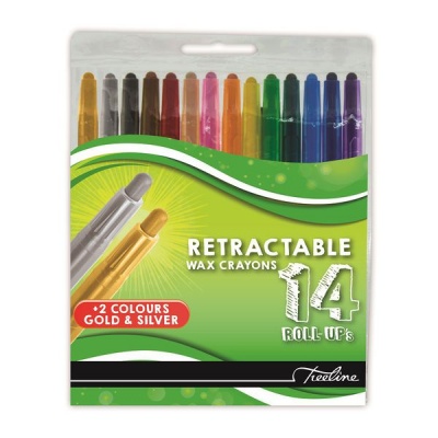 Photo of Treeline Retractable Wax Crayons - 14 Colours Including Gold and Silver