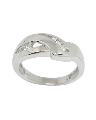 Photo of Miss Jewels 0.10ctw CZ Cross Over Style Dress Ring in 925 Sterling Siver - Size 7.75