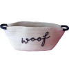 White and Navy Woof Rope Woven Bag for Storage Photo