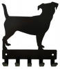 Jack Russel Key Rack & Leash Hanger - 5 Hooks - Black Photo