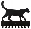 Cat Walking Key Rack & Leash Hanger with 9 Hooks - Black Photo