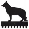 German Shepherd Key Rack & Leash Hanger with 9 Hooks - Black Photo