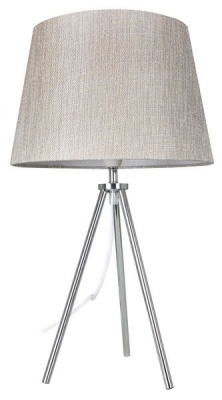 Photo of Bright Star Lighting - Polished Chrome Table Lamp With Champagne Fabric Shade Photo of Bright Star Lighting - Polished Chrome Table Lamp With Champagne Fabric Shade