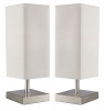 Bright Star Lighting - Twin Set of Satin Chrome Table Lamps With Beige Shade Photo