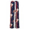 Quiz Ladies Navy Cream & Coral Palazzo Trousers - Navy Photo