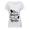 Unicorn & Horses! - Ladies - T-Shirt - White Photo