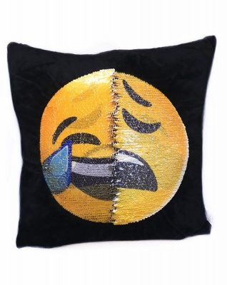 Photo of Emoji Changing Mermaid Sequin Cushion Pillow - Cry Laughing & Unhappy