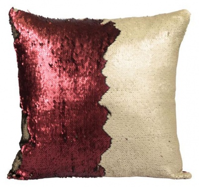 Photo of Mermaid Colour Changing Sequin Cushion Pillow - Matte Beige & Brick Red