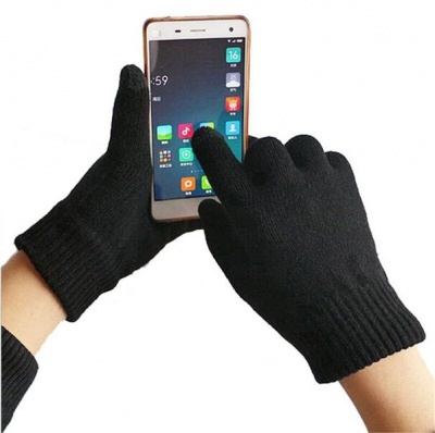Photo of TUFF-LUV Three Finger Touch Screen Woolen Gloves - Black