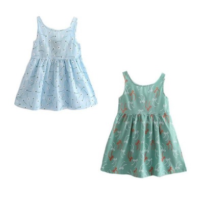 Photo of Girl Sun Dress Set of 2 Blue/Olive 3-5 Years