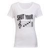 Shut Your Music Note! - Ladies - T-Shirt - White Photo