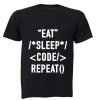 Eat - Sleep - Code - Repeat - Adults - T-Shirt - Black Photo