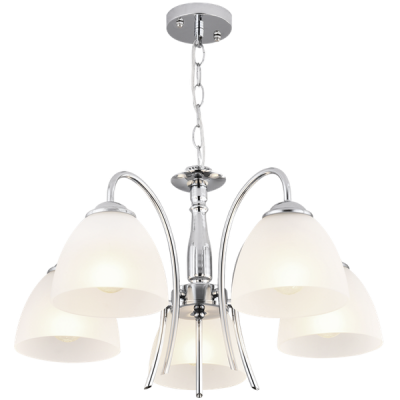 Photo of Bright Star Lighting Polished Chrome Chandelier Frosted Glass 5 Lights -
