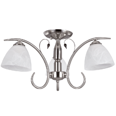 Photo of Bright Star Lighting Satin Chrome Chandelier with Alabaster Glass and Wood 3 Lights