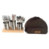 Stylish Silverware Holder Flatware Organizer with Wood Base Photo