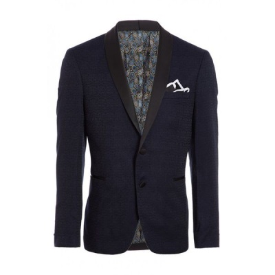 Photo of Quiz Mens Navy All Over Embroidered Blazer - Navy