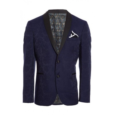 Photo of Quiz Mens Navy Blazer with Embroidery Detail - Navy