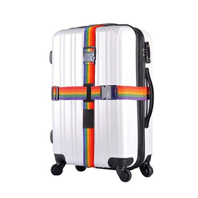 Photo of Adjustable Cross Luggage Strap Travel Suitcase Packing Belt-Rainbow
