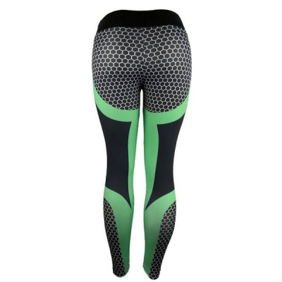 Photo of Honeycomb High Waist Elastic Women's Fitness Pants Green
