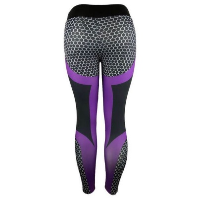 Photo of Honeycomb High Waist Elastic Women's Fitness Pants Violet
