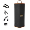 Single Leather Wine Carrier Case Wine Box with 4 Piece Wine Accessory Photo