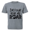 I'm FOUR - hear me Roar! - Kids T-Shirt - Grey Photo