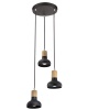 Black Metal Pendants with Wood Finish Adjustable Cords PEN649/3 Photo