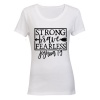 Strong - Brave - Fearless - Ladies - T-Shirt - White Photo