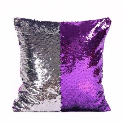 Photo of Mermaid Colour Changing Sequin Pillow Cushion - Purple & Silver