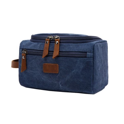 Photo of Mens Canvas Toiletry Bags/Cosmetic Bag/Storage Bag/Travel Bag - Dark Blue
