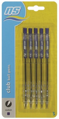 Photo of National Stationery NS Club Retractable Ball Pens 5's - Blue Ink