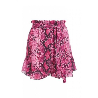 Photo of Quiz Ladies Cerise Pink Snake Print Paper Bag Shorts - Pink