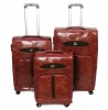 Mooistar Set of 3 PU Leather Travel Suitcases 28'24'23'inch-Red Photo