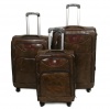 Mooistar Set of 3 PU Leather Travel Suitcases 28'24'25'inch-Coffee Photo