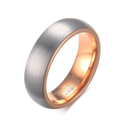 Photo of Joren 6MM Two Tone Tungsten Carbide Silver and Rose Gold Wedding Band