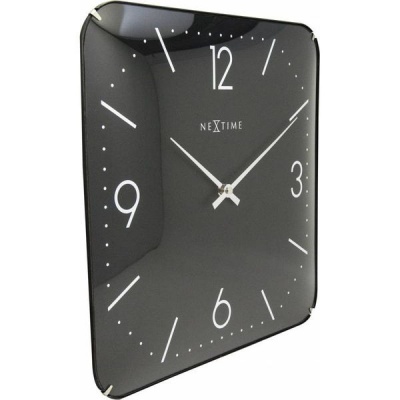 Photo of NeXtime 35cm Dome Glass Basic Square Dome Wall Clock - Black