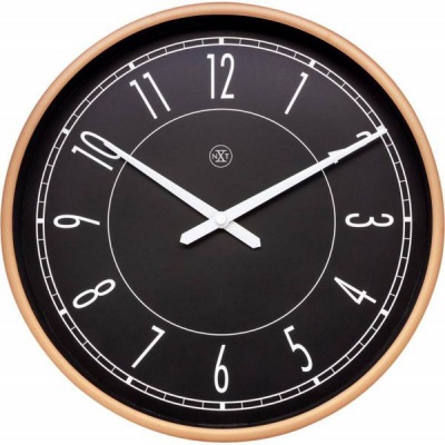 Photo of NeXtime 30cm Jason Plastic Round Wall Clock - Black & Matt Rose