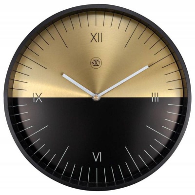 Photo of NeXtime 30cm Half Metal Round Wall Clock - Black & Gold