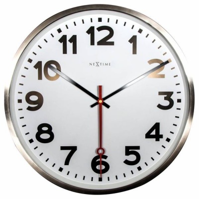 Photo of NeXtime 55cm Super Station Stainless Steel Round Wall Clock - White